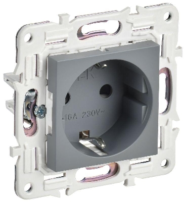 Розетка SKANDY 16А с заземл. защ. шторки SK-R04Gr сер. IEK SK-R14-16-K03