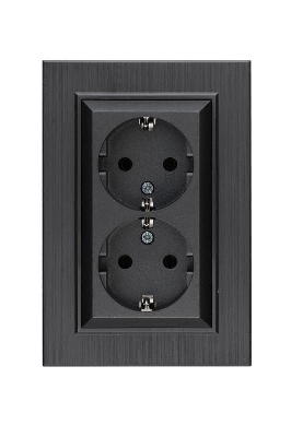 Розетка 2-я Karea LINE STAR с заземл. дым. металлик Makel 86050082