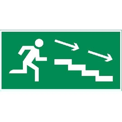 Знак "ПО ЛЕСТНИЦЕ ВНИЗ ВПРАВО" 180х90мм для аварийно-эвакуационного светильника Compact VARTON V5-EM04-60.004.037