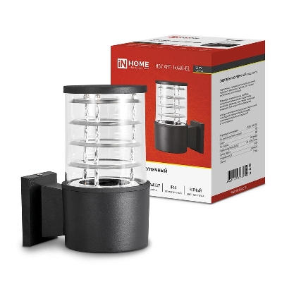 Светильник НБУ ART-1хA60-BL E27 IP65 230В уличный настен. односторон. под лампу 1хA60 алюм. черн. IN HOME 4690612037639