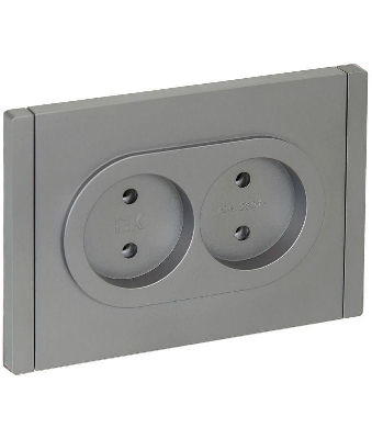 Розетка 2-м СП FORTE&PIANO FP526 10А без заземл. без защ. шторок безвинт. крепл. сталь IEK FP-R20-10-1-K46