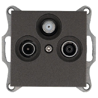 Розетка телевизионная проходная TV + FM + SAT 3-м Ф9.5мм механизм мокко Jasmart G6207Z