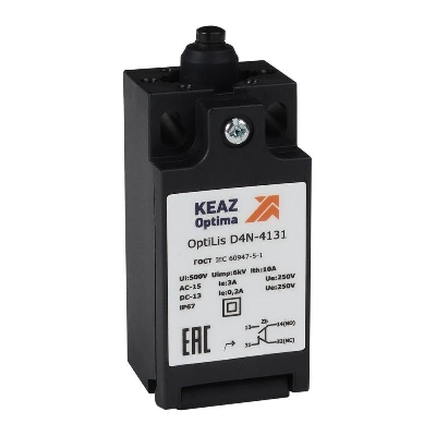 Выключатель концевой OptiLiS D4N-8132 толкатель роликовый пластик. EN 50047 XCKT2100P16 КЭАЗ 365315