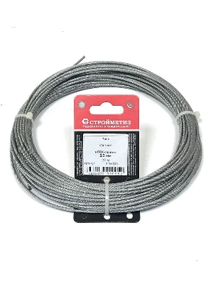 Трос стальной в оплетке ПВХ М2/3мм (уп.20м) подвес СТРОЙМЕТИЗ 4150040