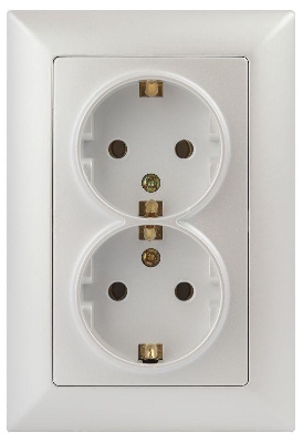 Розетка 2-м СП Solo 4-205-06 16А 250В IP20 2х2P+E Schuko с заземл. перламутр Intro Б0053678