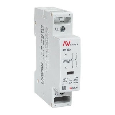 Контактор модульный КМ 25А 2NО 230В AC (1 мод.) AVERES EKF km-av-1-25-20-230V