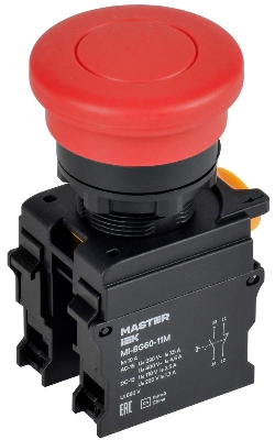 Кнопка "Грибок" d22мм 1НО+1НЗ MASTER без фиксации красн. IEK MI-BG60-11M-3-21-K04
