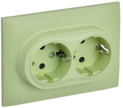 Розетка 2-м SKANDY 16А с заземл. защ. шторки в сборе SK-R07G мятный IEK SK-R24-16-K06-F
