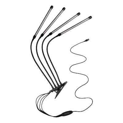 Светильник светодиодный "КРИСТАЛЛ" CTL2-USB-bl Agro 4х10Вт IP40 для растений спектр 4 плафона на прищепке пульт на шнуре красн./син. ФАZА 5068810