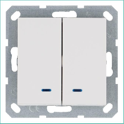 Выключатель 2-кл. 10А IP20 с подсветкой механизм бел. глянцевый Jasmart G3023NW