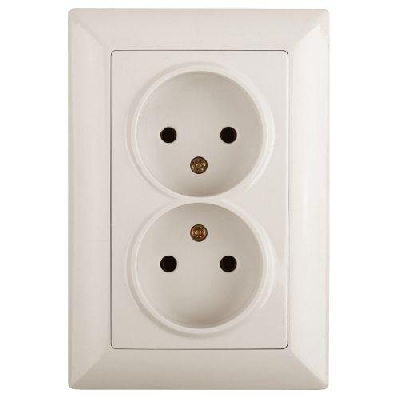 Розетка 1-м СП Solo 4-204-02 2х2P 16А 250В IP20 без заземл. слон. кость Intro Б0053667