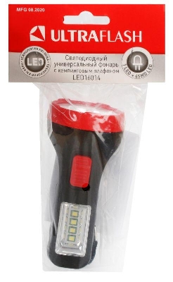 Фонарь LED16014 1 + 4SMD LED 2 реж. 1XR6 пласт блист-пакет Ultraflash 14253