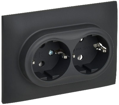 Розетка 2-м SKANDY 16А с заземл. без защ. шторок в сборе SK-R08G графит IEK SK-R21-16-K53-F