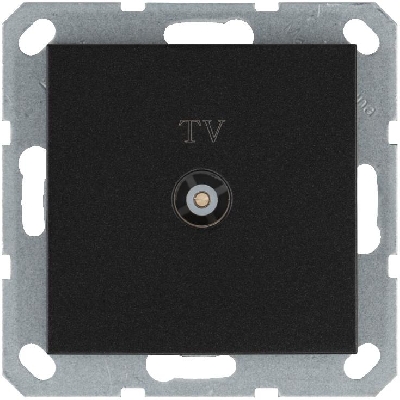 Розетка телевизионная проходная TV Ф9.5мм механизм антрацит Jasmart G6002B