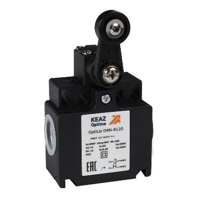 Выключатель концевой OptiLiS D4N-8120 рычаг пластик. с роликом пластик. EN 50047 XCKT2118P16 КЭАЗ 365318