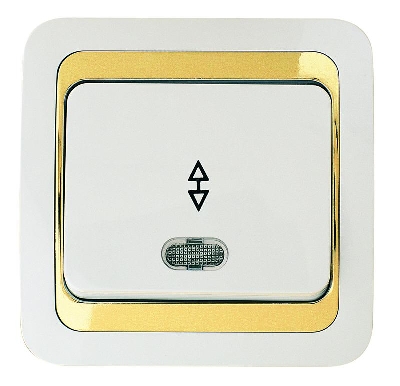 Выключатель проходной Mimoza с подсветкой с зол. вставкой Makel 12225