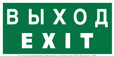 Знак безопасности NPU-2010.E24 "Выход-EXIT" Белый Свет a21620