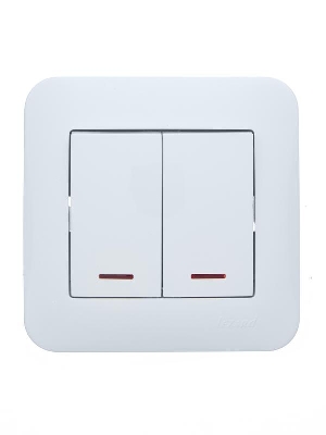 Выключатель 2-кл. 1п СП ASTI 10А IP20 с подсветкой в сборе бел. LEZARD 7081-0202-112