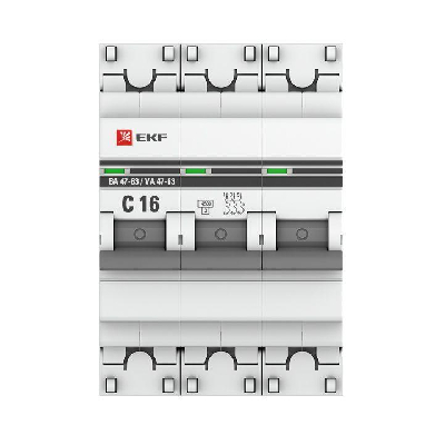 Выключатель автоматический модульный 3п C 16А 4.5кА ВА 47-63 PROxima EKF mcb4763-3-16C-pro