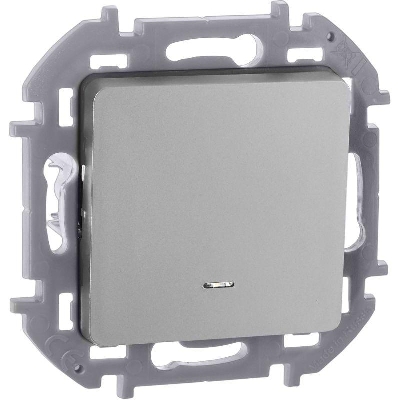 Выключатель 1-кл. Inspiria 10А IP20 250В 10AX с подсветкой/индикацией механизм алюм. IEK 673612