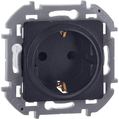 Розетка 1-м СП Inspiria 16А IP20 250В 2P+E защ. шторки немецк. стандарт механизм антрацит IEK 673733