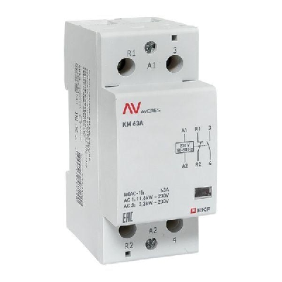 Контактор модульный КМ 63А 1NC+1NO 230В AC (2 мод.) AVERES EKF km-av-2-63-11-230V
