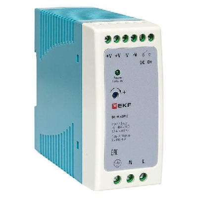 Блок питания на DIN-рейку 40Вт Uвх ~ 240В AC m Uвых - 5В DC постоянного тока EKF DR-M-40W-5