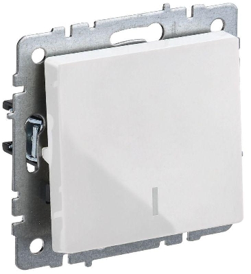 Выключатель проходной 1-кл. СП BRITE ВС10-1-7-БрБ 10А с индик. механизм бел. IEK BR-V12-1-10-K01