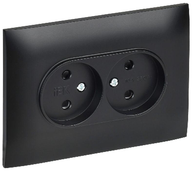 Розетка 2-м SKANDY 10А без заземл. защ. шторки в сборе SK-R09Bl черн. IEK SK-R23-10-K02-F
