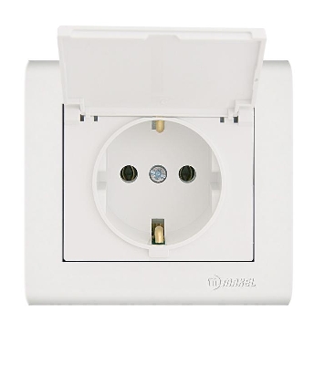 Розетка Manolya с заземл. и крышкой бел. Makel 41001029