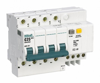 Выключатель автоматический дифференциального тока 3п C 40А 100мА тип AC ДИФ-101 со встроен. защитой от сверхтоков DEKraft 15066DEK