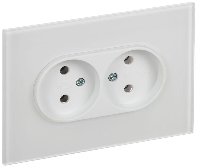 Розетка 2-м SKANDY 10А без заземл. без защ. шторок для плоской вилки SK-R03W арктич. бел. IEK SK-R20-10-K01