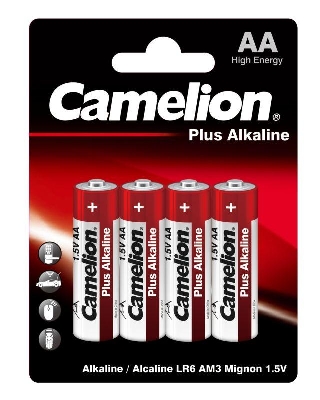 Элемент питания алкалиновый AA/LR6 1.5В Plus Alkaline LR6-BP4 (блист.4шт) Camelion 7370