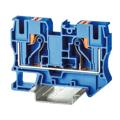 Клемма проходная зажим push-in 2 точки подключения 10кв.мм син. DKC VPR-10-BU