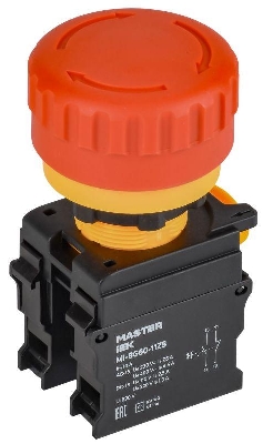 Кнопка "Грибок" 1НО+1НЗ MASTER поворотн. с фиксацией красн. IEK MI-BG60-11ZS-3-23-K04