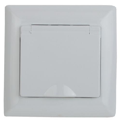 Розетка 1-м СП Solo 4-203-01 16А 250В IP20 2P+E Schuko с заземл. защ. крышка бел. Intro Б0053657