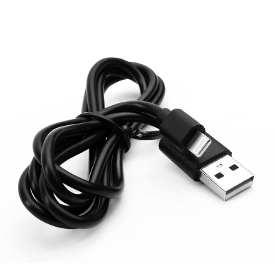 Кабель USB-Lightning 2А 1м зарядка + передача данных черн. (пакет) ERGOLUX 15092