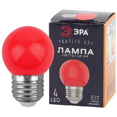 Лампа светодиодная ERARL45-E27 P45 1Вт шар красн. E27 4SMD для белт-лайт ЭРА Б0049575