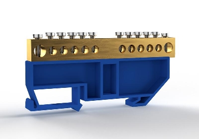 Шина нулевая на DIN-изоляторе 8х12мм 12 отвер. латунь TOKOV ELECTRIC TKE-BCB-812-12-DIN/N
