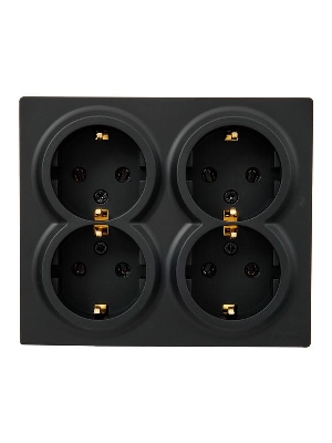 Розетка 4-м ОП LETO с заземл. закрытый корпус ПБТ черн. бархат LEZARD 752-4200-127BDP