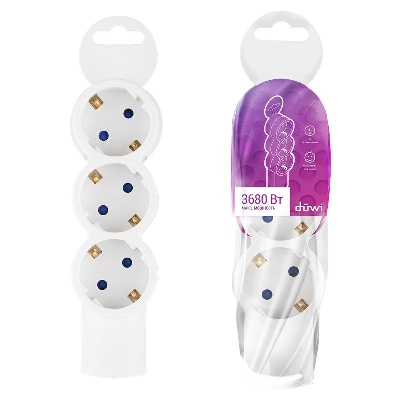 Колодка розеточная 3 гнезда с заземлением Quick Fix (быстрое подключение) 3680Вт Duwi 32017 5