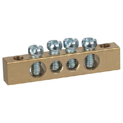 Шина NO-122-01 PEN земля-ноль 6х9мм 4/2 латунная с креплениями по краям Эра Б0047215