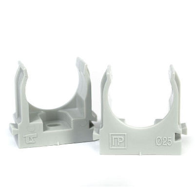 Держатель для труб (клипса) d25мм для монтажного пистолета сер. в гофроящике Промрукав PR13.0454