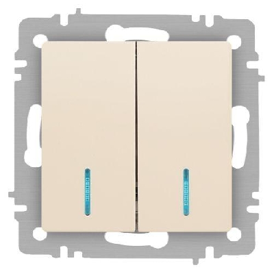 Выключатель 2-кл. СП Accent 6-105-02 10А IP20 250В с подсветкой AL/CU сл. кость Intro Б0063509