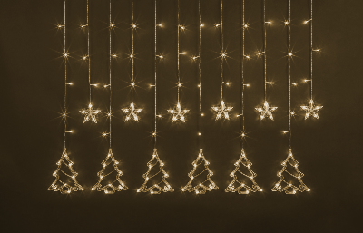 Гирлянда светодиодная "Бахрома" "Звезды и елочки" 95 006 NGF-D033-01 2.5х1м WW IP20 Navigator 95006