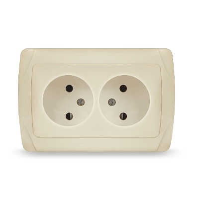 Розетка 2-м СП Маргарита 16А IP20 без заземл. сл.кость (ivory) UNIVersal М0102-I