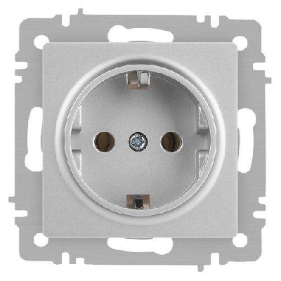 Розетка 1-м СП Accent 6-202-03 16А IP20 250В 2P+E Schuko алюм. Intro Б0063686