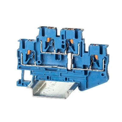 Клемма двухуровневая зажим push-in 4 точки подкл. с перемычкой между уровнями 2.5кв.мм син. DKC VPRTT-2.5-PV-BU