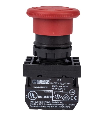 Кнопка-моноблок аварийная (1НО+1НЗ) EMAS MB102E