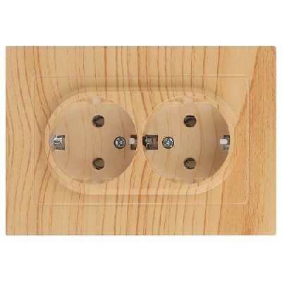 Розетка 2-м СП Accent 6-205-11 16А IP20 250В 2P+E Schuko AL/CU сосна Intro Б0063504